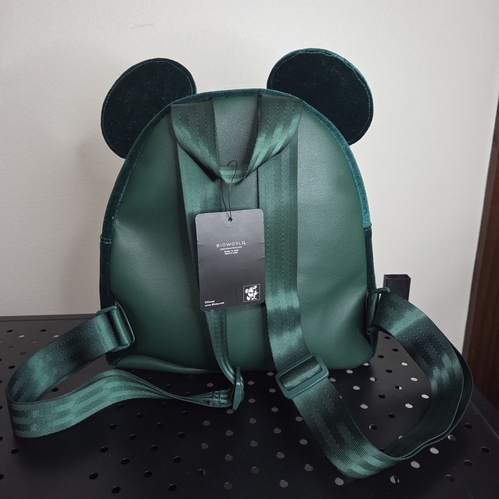 NWT Minnie Mouse Emerald Backpack, Bioworld, Green velvet - Picture 4 of 10